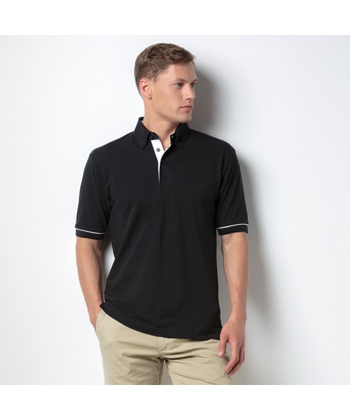 Plain Button-down collar contrast polo Kustom Kit 185 GSM